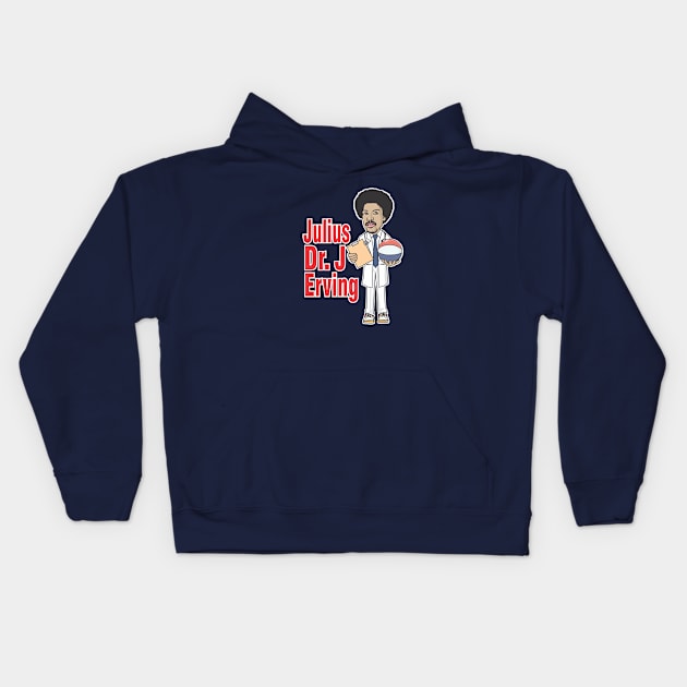 NBA Legend Julius Dr. J Erving Kids Hoodie by Tom Stiglich Cartoons